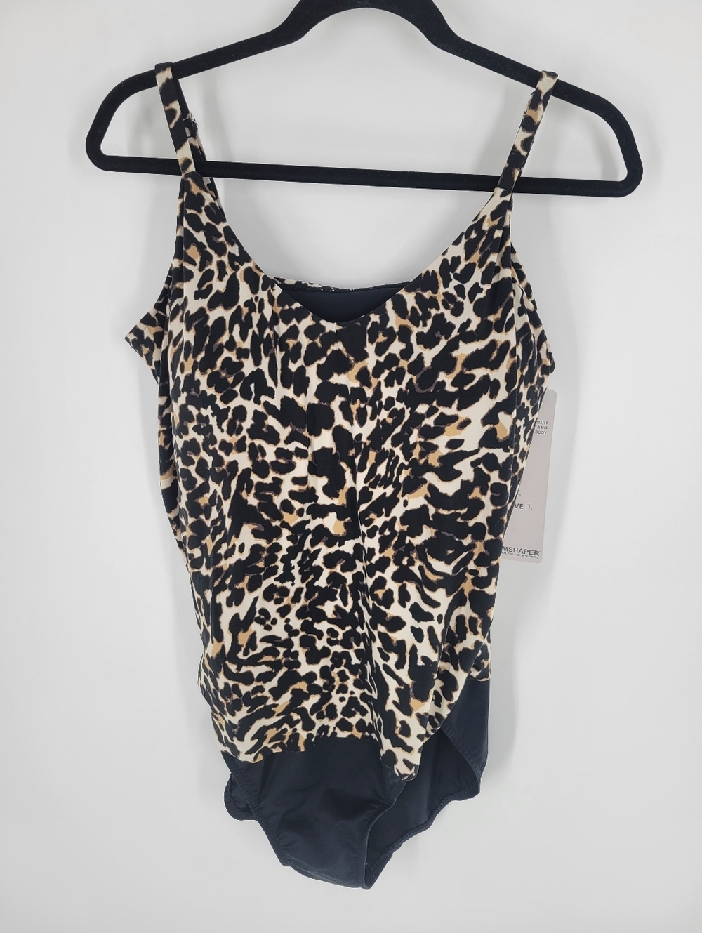 Leopard Print Black & Tan One piece swimsuit Size 16 New